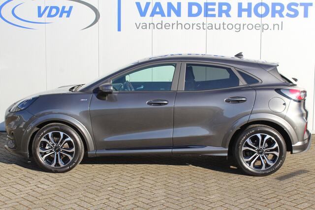 Ford PUMA 1.0-125pk EcoBoost Hybrid ST-Line. April 2024 ! Slechts 11.800km ! Autm. airco, navigatie, telefoonvoorb., camera, pdc v+a, parkeerassistent, LED verl., metallic lak, LM wielen, stoel-, stuur- en voorraamverw., lane- en sideassist, adapt. cruise cntrl etc