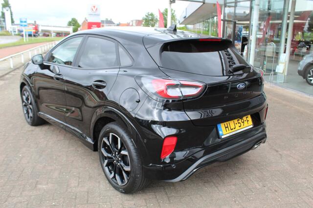 Ford PUMA 1.0-125pk EcoBoost Hybrid ST-Line X. April 2024 ! Slechts 9.700km ! Autm. airco, navigatie, telefoonvoorb., camera, pdc v+a, parkeerassistent, LED verl., metallic lak, LM wielen, stoel-, stuur- en voorraamverw., lane- en sideassist, adapt. cruise cntrl et