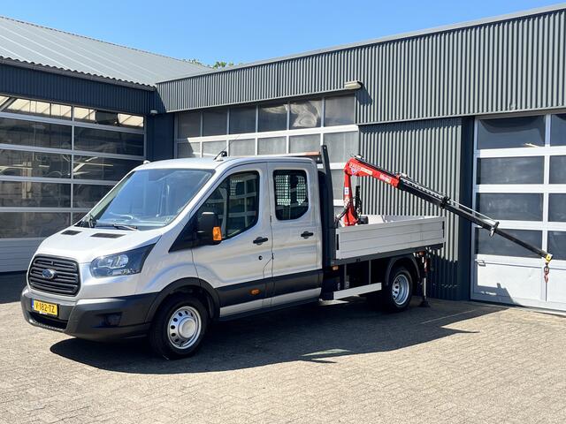 Ford TRANSIT 350 2.0 TDCI L3H1 DC Laadkraan Telefoonverbinding 3-Persoons Telefoonverbinding 1e eigenaar Pick up p-up bakwagen Euro 6 Bpm vrij voor ondernemers