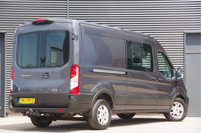 Ford TRANSIT 350 2.0 TDCI L3H2 DC-5P, XENON, 2X SCHUIFDEUR, TREKHAAK, ADAPT. CRUISE, STANDKACHEL, CAMERA, NAVI, AIRCO, STOELVERWARMING, APPLE CARPLAY, DUBBELE CABINE