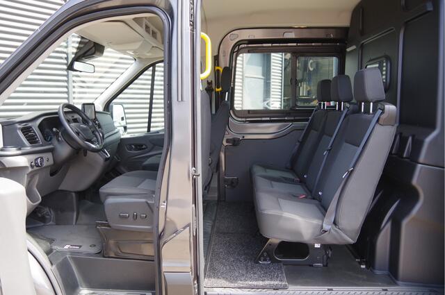 Ford TRANSIT 350 2.0 TDCI L3H2 DC-5P, XENON, 2X SCHUIFDEUR, TREKHAAK, ADAPT. CRUISE, STANDKACHEL, CAMERA, NAVI, AIRCO, STOELVERWARMING, APPLE CARPLAY, DUBBELE CABINE