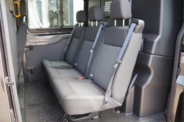 Ford TRANSIT 350 2.0 TDCI L3H2 DC-5P, XENON, 2X SCHUIFDEUR, TREKHAAK, ADAPT. CRUISE, STANDKACHEL, CAMERA, NAVI, AIRCO, STOELVERWARMING, APPLE CARPLAY, DUBBELE CABINE