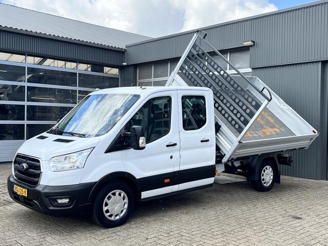 Ford TRANSIT 350 2.0 TDCI DC 3-zijdenkipper Airco Cruise controle Trekhaak 2800kg Telefoonvoorbereiding Navigatie Kipper Kieper 7-Persoons Euro 6 open laadbak P-up Bakwagen Bpm vrij voor particulier gebruik!!