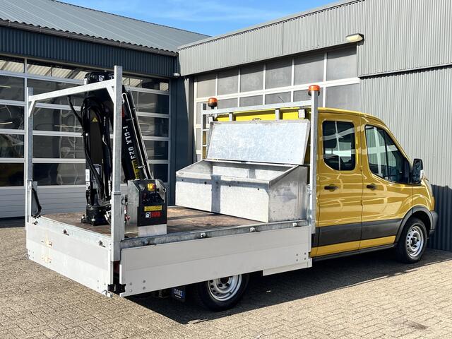Ford TRANSIT 310 2.2 TDCI L3 126pk Laadkraan Hiab 023 T3 Airco Dubbele cabine Trekhaakhaak 2800kg Open laadbak Pick-up p-up Bakwagen 1e eigenaar Ex gemeente Euro 5