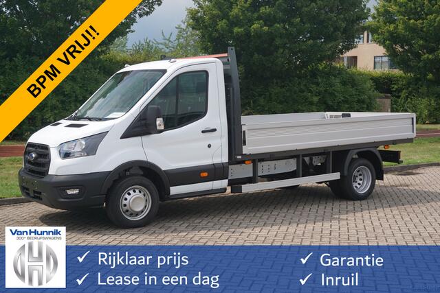 Ford TRANSIT 350L Open laadbak 170PK Dubbellucht L3 Airco, Camera, 3.5T, 230V Omv. Trekhaak! NR. 411
