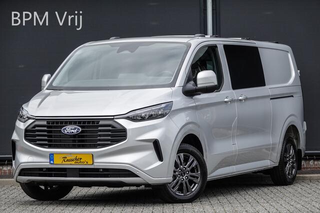 Ford TRANSIT CUSTOM L2H1 Dubbel Cabine 2.0Tdci 170Pk Aut. | Limited | Achteruitrijcamera | 2xSchuifdeur | Trekhaak | 17'' | Moondust Zilver