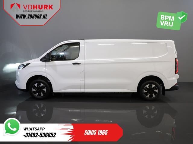 Ford TRANSIT CUSTOM E-Transit 320 L2 65 kWh 330 km WLTP 2.3t Trekverm./ Snellader/ LED/ Standkachel/ Stoelverw./ Stuur.Verw./ Voorruit.Verw./ Carplay/ Camera/ Climate/ PDC/ Cruise