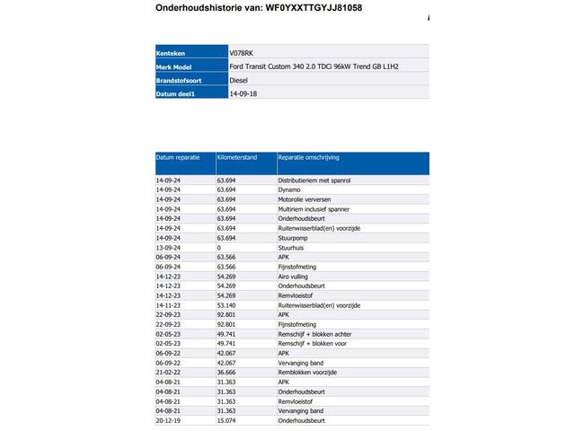 Ford TRANSIT CUSTOM 340 2.0 TDCI 131PK H2 Trend 3Pers./ *ideaal voor Camper*/ Navigatie / Pdc./ Airco / Driver assist / Stoelverwarming