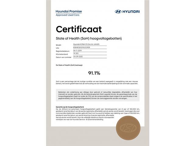 Hyundai Kona EV Premium 64 kWh | SOH 91,1% | Warmtepomp | Adaptieve cruise co
