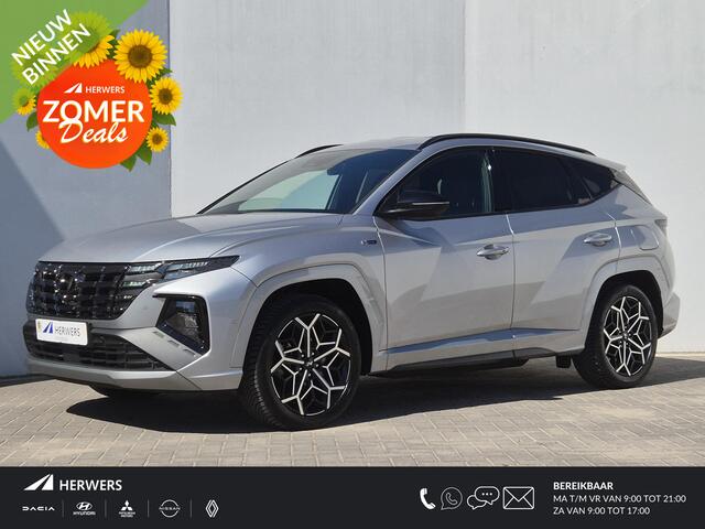 Hyundai TUCSON 1.6 T-GDI PHEV Plug-in N Line 4WD Automaat / Apple Carplay Android Auto / Trekhaak afneembaar / Trekgewicht 1350 kg / Allseason banden / Stuur-, Stoel en Achterbankverwarming / Elektrische achterklep / Rondomzicht camera /