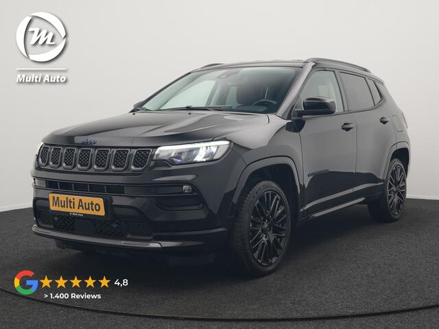 Jeep COMPASS 4xe 240 Electric S Plug In Hybrid 240pk Dealer O.H. PHEV | Adaptive Cruise | Camera | Lederen Sportstoelen & Stuur Verwarmd | Apple Carplay | Keyless | Navigatie | Virtual | DAB |