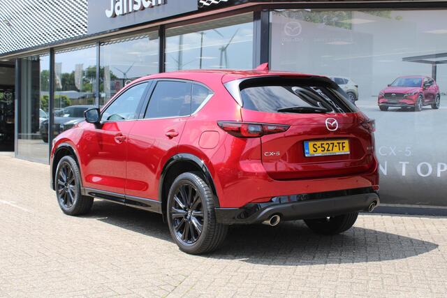 Mazda CX-5 2.0 SkyActiv-G 165 Homura , Automaat, Half Leder, 360 Camera, Adap. Cruise, Navi, LKA, Elektrische klep, Apple Carplay, HUD, Stoelverwarming, Stuurverwarming, Clima, LMV 19 Inch