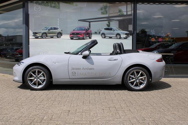Mazda MX-5 1.5 SkyActiv-G 132 Exclusive-Line Demovoordeel ¤ 6.000-, Navi, Clima, Leder, Apple Carplay, 16"inch Bright dark LM velgen, camera, BSM, Bose®.