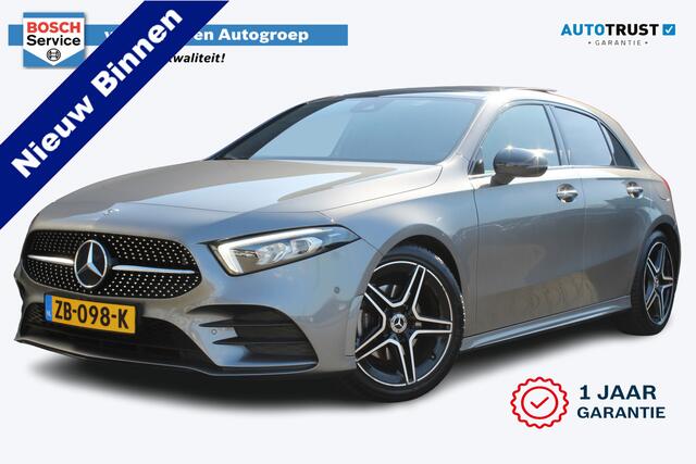Mercedes-Benz A-KLASSE 200 Business Solution AMG Night Upgrade 164pk | incl. 12 maanden garantie | Night pakket | Panoramadak | AMG pakket | Virtual cockpit | Stoelverwarming | F1 Flippers | Lane assist | Zwarte hemel | Navigatie | 18" lichtmetalen velgen | Parkeersensoren | LE