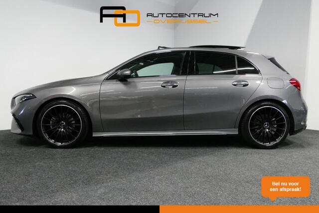 Mercedes-Benz A-KLASSE 200 AMG Line / Facelift / A45 AMG Diffuser / Panamericana Grill / Panoramadak / Elektr. verstelbare voorstoelen + memory / Ambienteverlichting / Apple Carplay - Andriod Auto / Adaptief onderstel AMG / Head-up display / Rondomzicht camera / Multibeam LED /