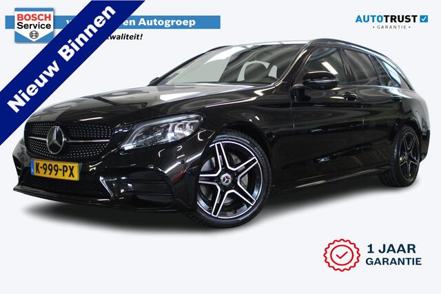 Mercedes-Benz C-KLASSE Estate 200 Business Solution AMG | Incl. 12 maanden garantie | Cruise control | Navigatie | Apple CarPlay | Vol lederen sportzetels | stoelverwarming | 360° camera + parkeersensoren | 1e eigenaar | LED koplampen | Zwarte hemel |