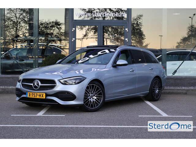 Mercedes-Benz C-KLASSE Estate 200 Avantgarde l Panoramadak l Beige LEDER Interieur l MBUX l LED Adaptief l Camera l Smartphone intergratie l Memory pakket l Winterpakket l Keyless GO l Elektrisch bedienbare achterklep l Draadloos opladen telefoon l Sfeerverlichting l Afneembare