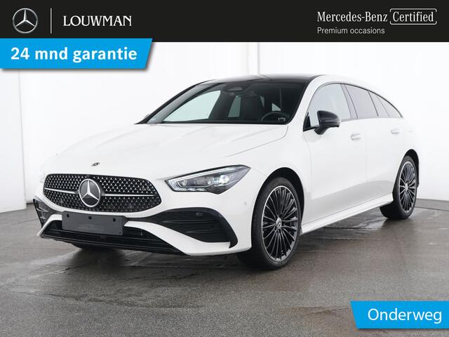 Mercedes-Benz CLA-KLASSE Shooting Brake 250 e AMG Plug-In Hybride Edition AMG Line | Panorama Schuf-Kanteldak | Night Pakket Trekhaak | 19 Inch AMG Velgen | Stuur en Stoelverwarming. Inclusief 48 maanden MB Certified garantie voor Europa.