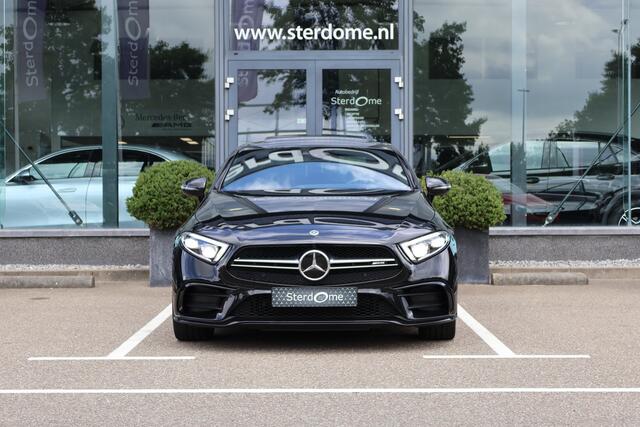 Mercedes-Benz CLS-KLASSE AMG 53 4MATIC+ Premium Plus l Schuif- / Kanteldak l Distronic Plus l Memory l Stoelverwamarming en Stoelventilatie l Head Up l LED adaptief l Airmatic l Keyless Go l Burmester l Sfeerverlichting l Nappa LEDER l AMG Night pakket l Achteruitrij camera | Dra