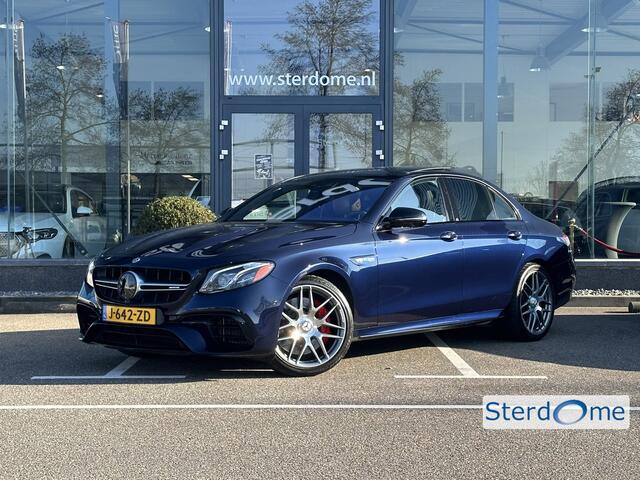 Mercedes-Benz E-KLASSE AMG 63 S 4MATIC Premium Plus V8 l Panorama dak l Luchtvering l Head-up l Massage l Distronic l 360 camera l Burmester l Bruin lederen stoelen l Carbon interieur l IWC klok l Track pack l Stoelverwarming/ventilatie l Memory stoelen l