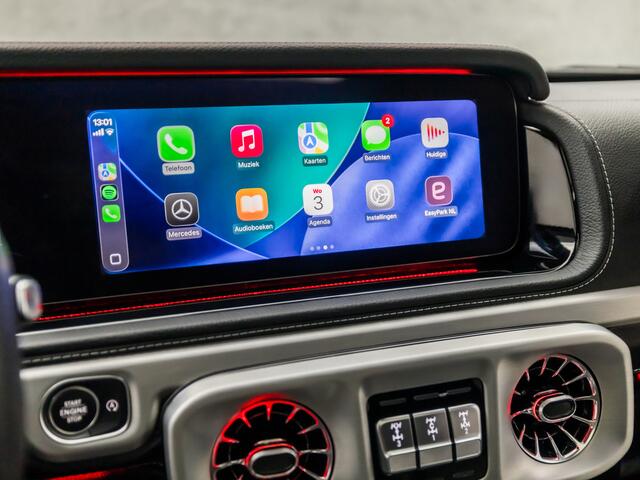 Mercedes-Benz G-KLASSE 63 AMG 585Pk (SCHUIFDAK, ALCANTARA HEMEL, SFEERVERLICHTING, ADAPTIVE CRUISE, LEDER DASHBOARD, APPLE CARPLAY, TREKHAAK, NIEUWSTAAT)