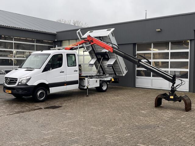 Mercedes-Benz SPRINTER 516 2.2 CDI 432 Kipper Laadkraan Palfinger Airco Knijper Rotator Trekhaak 2000 kg 2-Persoons Airco Kastinrichting 1e eigenaar ex gemeente Autolaadkraan Open laadbak Kieper Pick-up p-up Euro 6