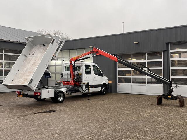 Mercedes-Benz SPRINTER 516 2.2 CDI 432 Kipper Laadkraan Palfinger Airco Knijper Rotator Trekhaak 2000 kg 2-Persoons Airco Kastinrichting 1e eigenaar ex gemeente Autolaadkraan Open laadbak Kieper Pick-up p-up Euro 6