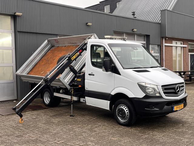 Mercedes-Benz SPRINTER 514 CDI 3-zijden Kipper Euro 6 Hiab 018 laadkraan Airco Trekhaak 3500 kg Navigatiesysteem 1e eigenaar ex Overheid 3-Persoons Kipper Kieper Openlaadbak Kraan Pick-up P-up Gereedschapskist 3 zijdenkipp