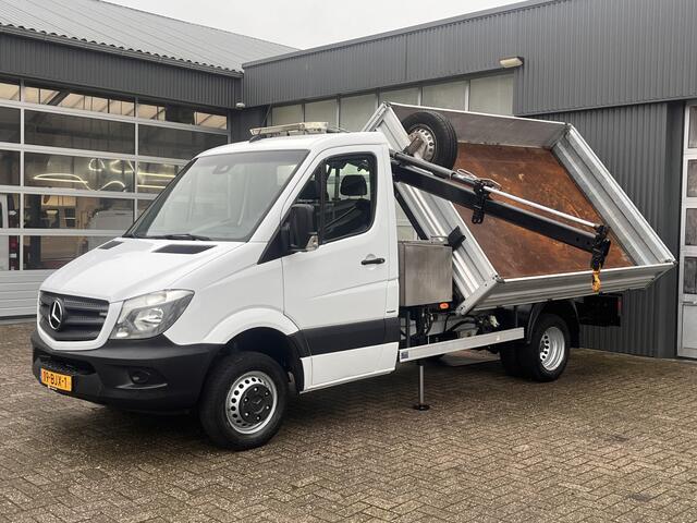 Mercedes-Benz SPRINTER 514 CDI 3-zijden Kipper Euro 6 Hiab 018 laadkraan Airco Trekhaak 3500 kg Navigatiesysteem 1e eigenaar ex Overheid 3-Persoons Kipper Kieper Openlaadbak Kraan Pick-up P-up Gereedschapskist 3 zijdenkipp