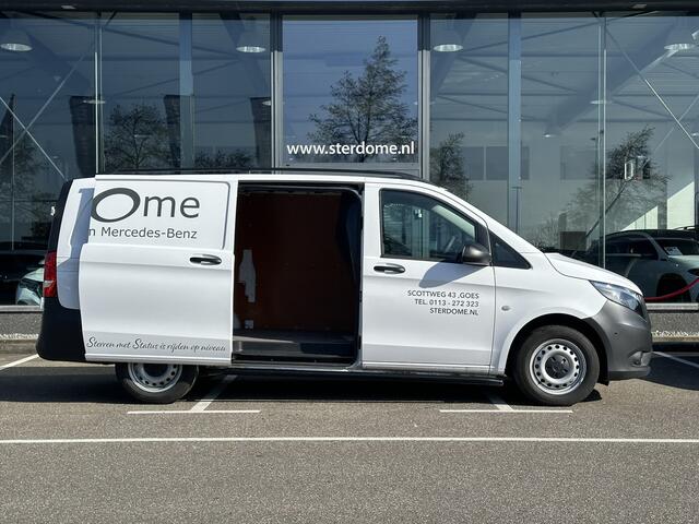 Mercedes-Benz VITO 110 CDI Lang l Zitcomfort pakket | MBUX l Apple Carplay en Android auto l Tweezitsbank voor | Trekhaak | BlueEFFICIENCY pakket | l NL auto l BPM vrij I Parkeerpakket | Regensensor l Dakrails l Sidebars l
