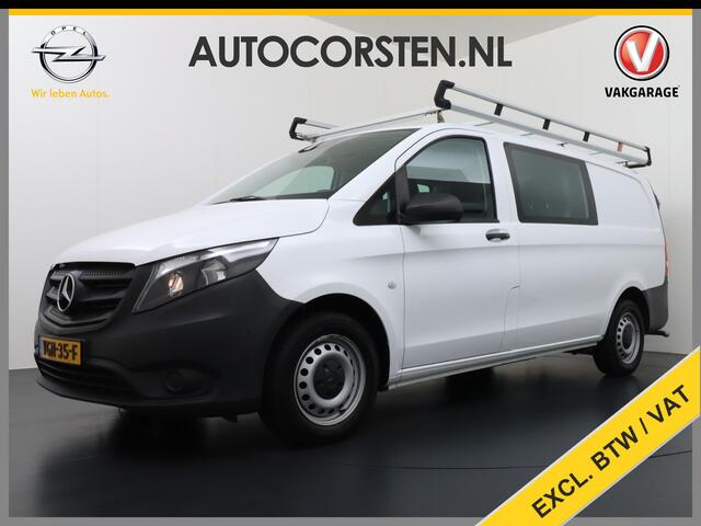 Mercedes-Benz VITO 114CDI AUT D.C Dubbele Cabine Lang 6-Pers. Airco Navi Camera Pdc Bluetooth Cruise Control Regen-Lichtsensor Pdc Betonplex Vloer Schuifdeur Imperiaal Bank voor Comfort 1e Eigenaar Euro 6