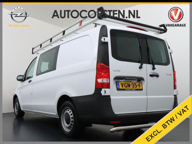 Mercedes-Benz VITO 114CDI AUT D.C Dubbele Cabine Lang 6-Pers. Airco Navi Camera Pdc Bluetooth Cruise Control Regen-Lichtsensor Pdc Betonplex Vloer Schuifdeur Imperiaal Bank voor Comfort 1e Eigenaar Euro 6