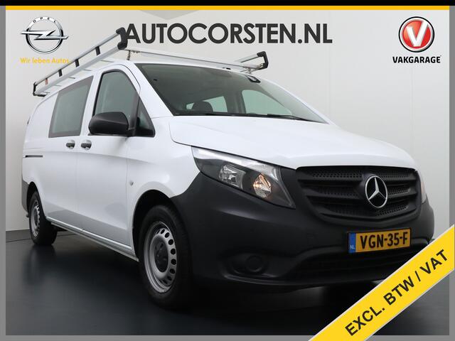 Mercedes-Benz VITO 114CDI AUT D.C Dubbele Cabine Lang 6-Pers. Airco Navi Camera Pdc Bluetooth Cruise Control Regen-Lichtsensor Pdc Betonplex Vloer Schuifdeur Imperiaal Bank voor Comfort 1e Eigenaar Euro 6