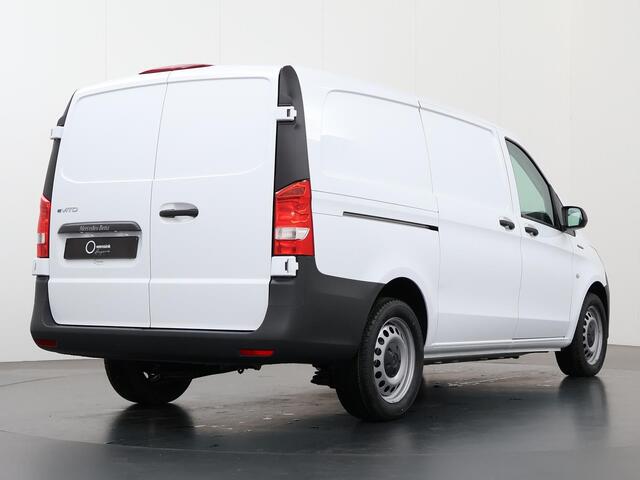 Mercedes-Benz VITO eVito 66 kWh | L2 | AUT. | AIRCO | STOELVERWARMING | BIJRIJDERSBANK | ACHTERDEUREN | 284 WLTP | LEREN STUURWIEL | MULTIFUCTIONEEL STUURWIEL | DAB+ | CHROOM INTERIEUR PAKKET | REGENSENSOR