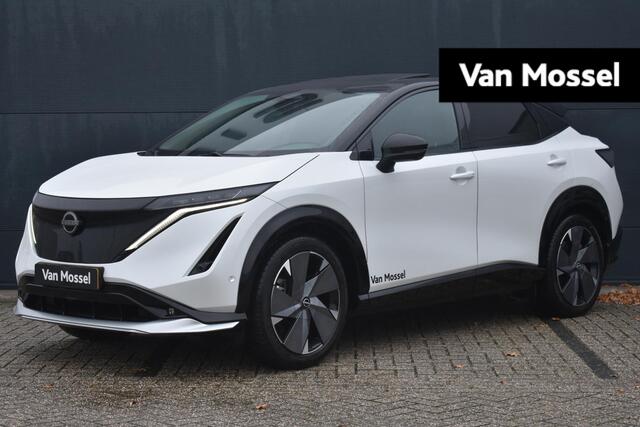 Nissan Ariya e-4ORCE Evolve+ 91 kWh 400pk | Schuif/kanteldak | Leder | Draadloze Apple Carplay & Android Auto | Elektrisch Verstelbare Stoelen | Stoel/Stuurwiel Verwarming | Voorspoiler |
