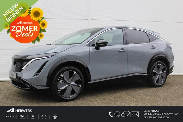 Nissan Ariya Evolve 91 kWh / ¤3.000,- Nissan Voorraadvoordeel / Nieuw uit Voorraad Leverbaar/ 20 Inch Velgen / Schuif/Kanteldak / Navigatie / 360 Graden Camera /