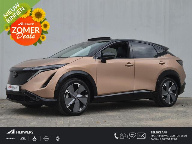 Nissan Ariya e-4ORCE Evolve+ Pack 91 kWh Automaat / 1e Eigenaars Auto direct van Nissan / 20" / HUD / Trekgewicht 1.500 kg / Glazen schuif- en kanteldak / WLTP 498 km stad 612 km / Bose Audio Systeem / Stuur-, Stoel en Achterbankverwarming / Elektrische achterklep / S