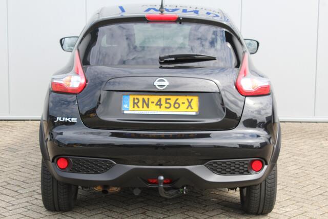 Nissan JUKE 1.2-116pk DIG-T S/S Acenta. Zeer nette en goed onderhouden hoogzitter ! Autm. airco, camera, trekhaak, LM wielen, airco, cruise control, navigatie, telefoonvoorb., All season banden, privacy glass etc