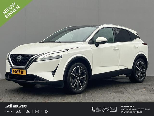 Nissan QASHQAI 1.3 MHEV Tekna / Trekhaak (Trekgewicht 1.400kg) / All Seasons / Panoramadak / HUD / Apple Carplay & Android Auto / Keyless Entry & Start / Navigatie full map / 360° Camera / Adaptieve Cruise Control / Climate Control / Elektrisch Verstelbare Bestuurdersst