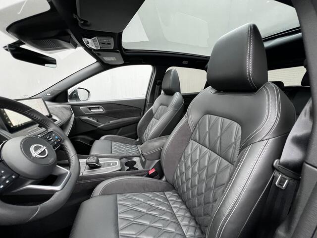 Nissan QASHQAI 1.3 MHEV Xtronic Tekna Plus Fabrieksgarantie tot 03-2028 / 1.800 kg trekgewicht / Panorama dak / Leder / Elektr. stoelen met massagefunctie en elektr. klep / Navigatie / Adaptieve CC / HUD / Camera 360° / Stuur-, stoel- en voorruitverwarming / 20" LM wi