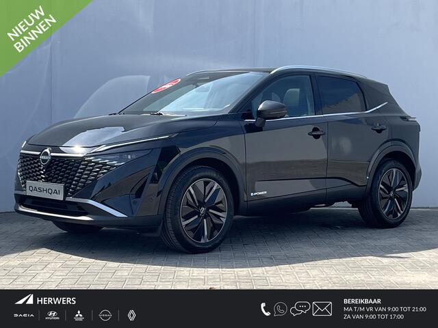 Nissan QASHQAI 1.5 e-Power Tekna Automaat / ¤4000,- Nissan Voorraadvoordeel / NIEUW uit voorraad leverbaar! / Panoramadak / Googlemaps Navigatie / HUD / 360° Camera / Elektrische Achterklep / Stuur- en Stoelverwarming voor / Voorruit Verwarming / Elektrische Verstelbare