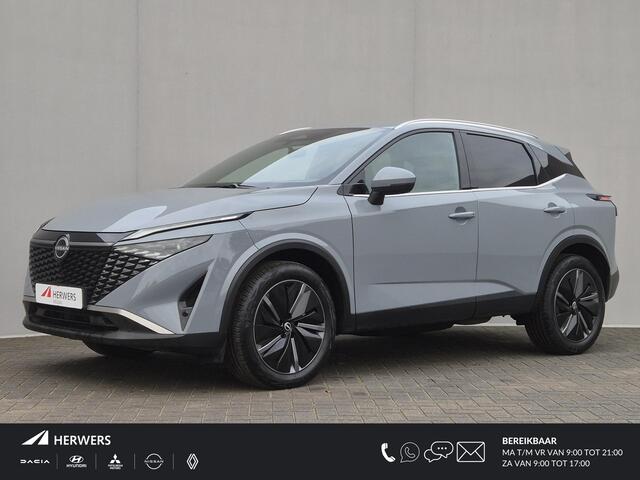 Nissan QASHQAI 1.3 MHEV Xtronic Tekna / Fabrieksgarantie tot 04-2028 / HUD / Trekgewicht 1800 kg / Stuur-, Stoel en Voorruit verwarming / Elektrische achterklep / Rondomzicht camera / Adaptief CC / Apple Carplay Android Auto /