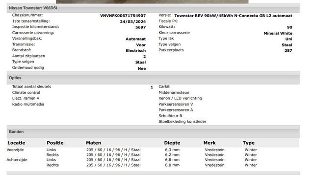 Nissan Townstar N-Connecta L2 45 kWh 100% EV./ Pdc.+Camera / Airco-ecc./ Radio-multimedia / Schuifdeur rechts / WLTP-actieradius: ca. 285 km