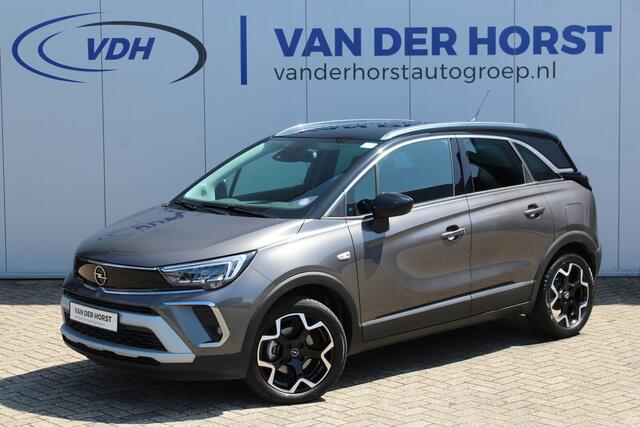 Opel Crossland 1.2-110pk Turbo 'Elegance'. Mooie en luxe hoogzitter met weinig km's ! Volautm. airco dual, cruise control, camera, comfortstoelen, metallic lak, LM wielen, navigatie, telefoonvoorb., lane- en side assist, parkeersensoren v+a, LED verlichting etc.