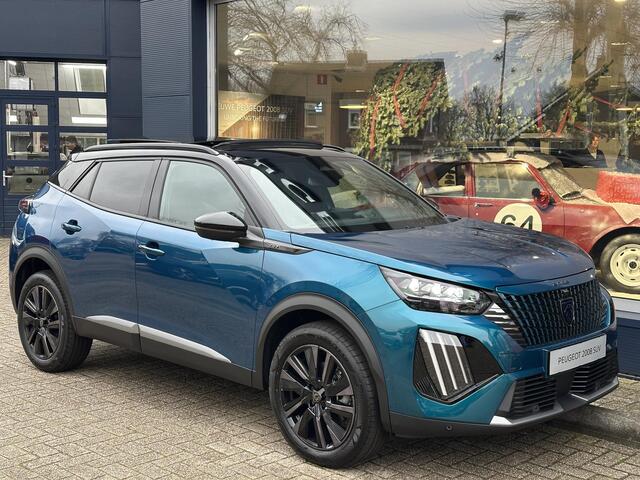 Peugeot 2008 1.2 Hybrid 145 PK GT | Automaat Hybride | DEMO met ¤8.500 Korting | Panorama Schuif-/Kanteldak | Navigatie | 360 Graden Camera | Keyless Entry | Full LED Verlichting | Zwart Dak | Climate Control | 18" Lichtmetalen Velgen Evissa | Sportstoelen | Hoge Zitp