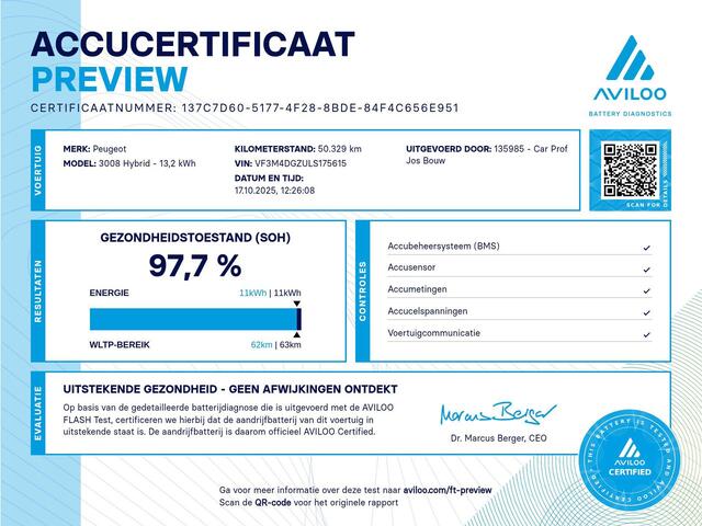 Peugeot 3008 1.6 HYbrid 225 Allure Full map Navi - Camera - SOH 98% !!