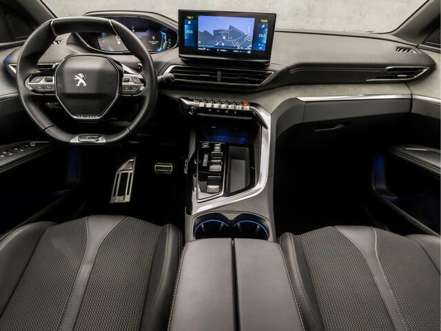 Peugeot 3008 1.6 HYbrid 225 GT 225Pk Automaat (PANORAMADAK, APPLE CARPLAY, GROOT NAVI, 360 CAMERA, LEDER, SPORTSTOELEN, ADAPTIVE CRUISE, SFEERVERLICHTING, GETINT GLAS, KEYLESS, NIEUWSTAAT)