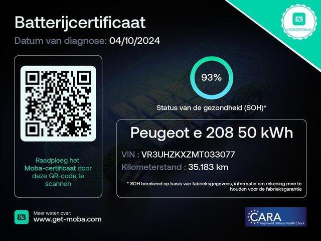 Peugeot e-208 EV ALLURE PACK 50 KWh ACCU= 93% +SNELLADEN 3 FASE LADEN TOT 2 JAAR GARANTIE ! Als nieuw!