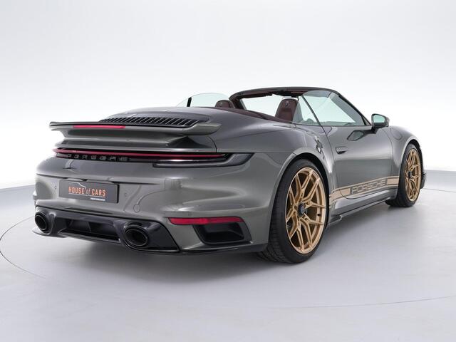 Porsche 911 Turbo S Cabrio 3.8 650pk |PTS Aventurine green|aero-pakket|Burmester|sport-chrono|sportuitlaat|PDCC|stoelverwarming & verkoeling|360 camera|Apple carplay|PDLS|memory|