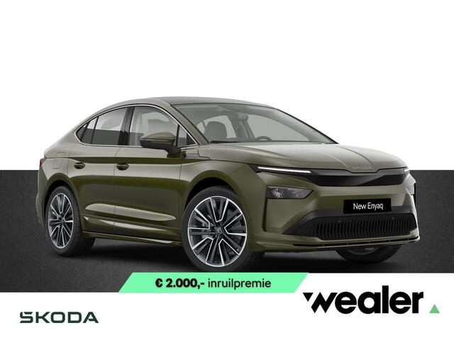 Skoda Enyaq iV Coupe 85 Selection 286 PK | Olibo Green | 21" Lichtmetalen Velgen | Trekhaak | Adaptieve cruise controle |